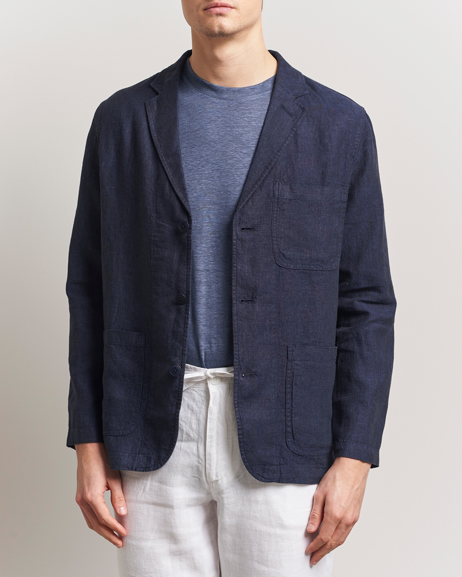 Uomini | Blazers | KnowledgeCotton Apparel | Linen Blazer Total Eclipse