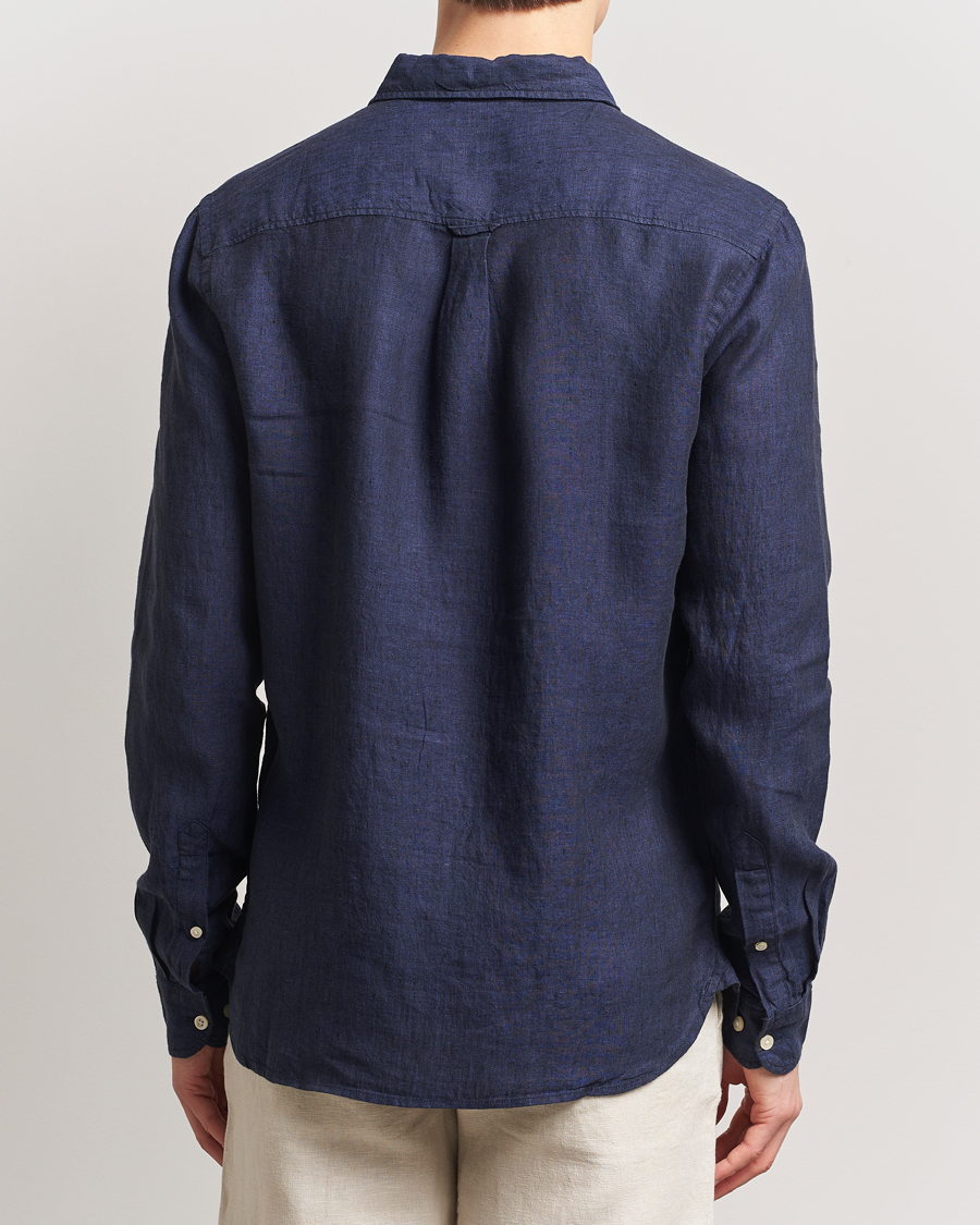 Uomini | Camicie | KnowledgeCotton Apparel | Regular Linen Shirt Total Eclipse