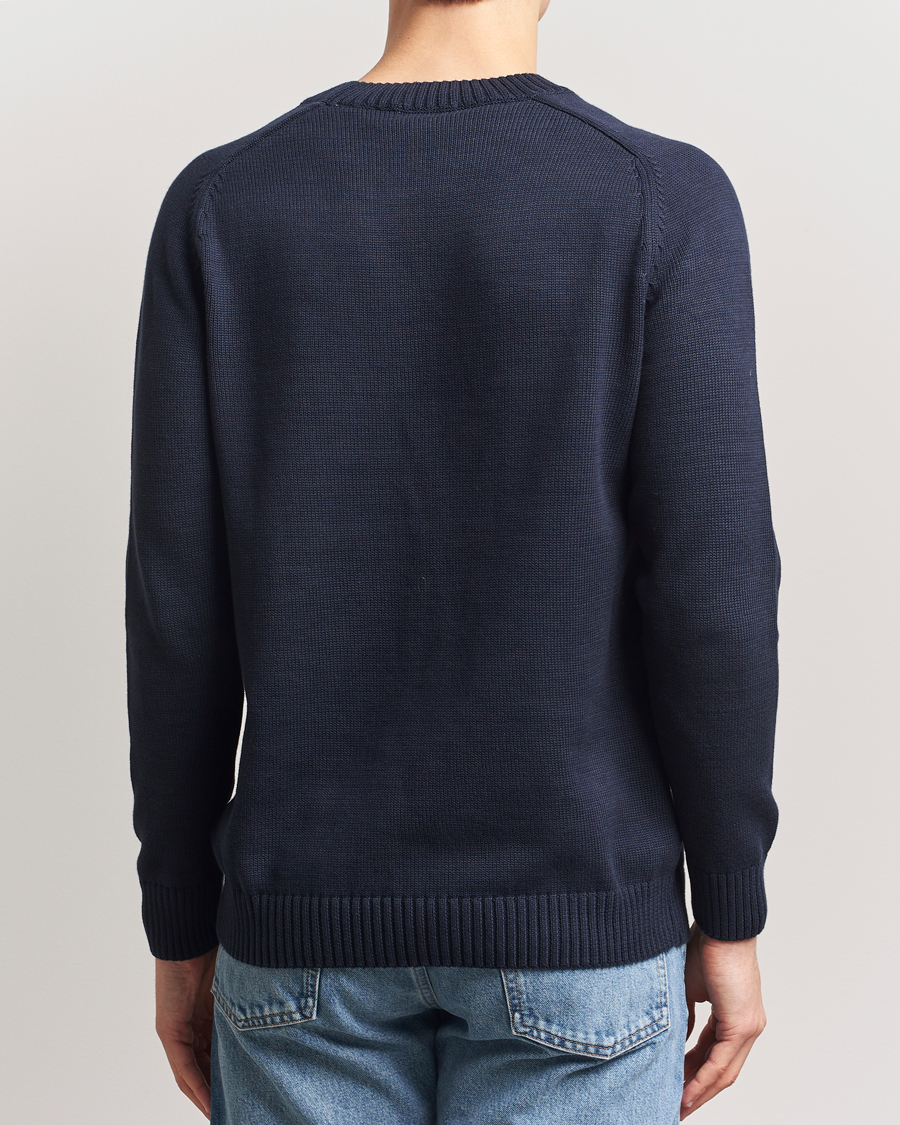 Uomini | Maglieria | KnowledgeCotton Apparel | Plain Knitted Cotton Crewneck Night Sky