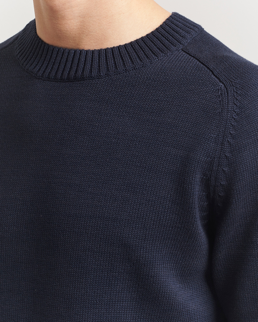 Uomini | Maglieria | KnowledgeCotton Apparel | Plain Knitted Cotton Crewneck Night Sky
