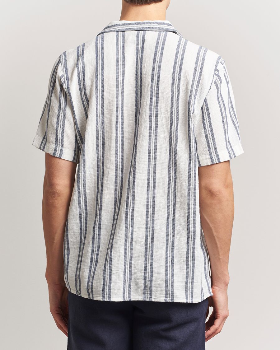 Uomini | Camicie | KnowledgeCotton Apparel | Box Short Sleeve Stripe Shirt Blue