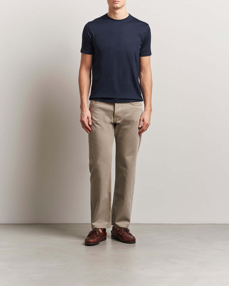 Uomini | T-shirt | Sunspel | Crew Neck Q82 Cotton T-Shirt Midnight Navy