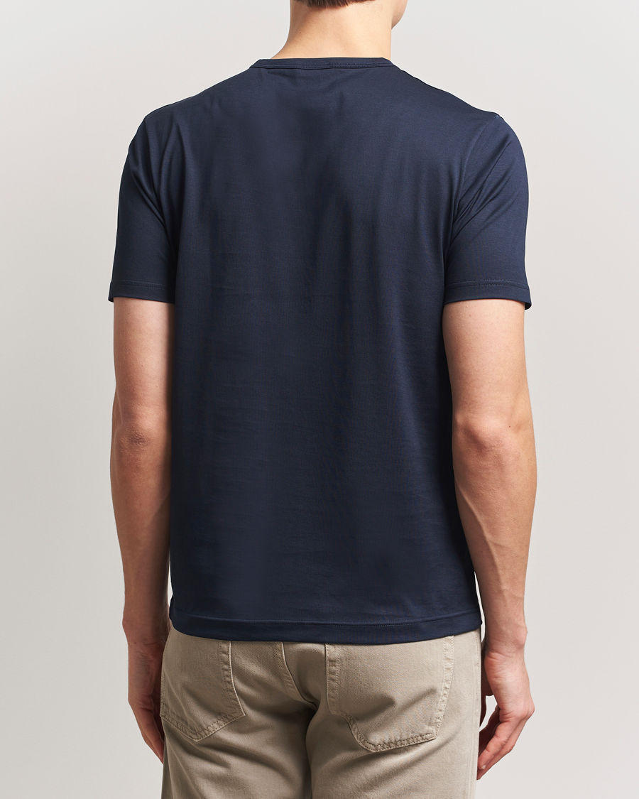 Uomini | T-shirt | Sunspel | Crew Neck Q82 Cotton T-Shirt Midnight Navy