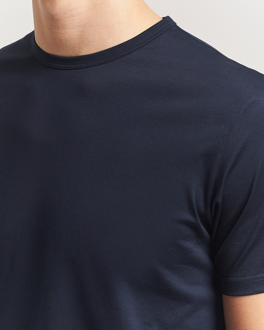 Uomini | T-shirt | Sunspel | Crew Neck Q82 Cotton T-Shirt Midnight Navy