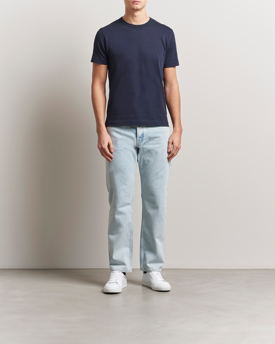 Uomini | T-shirt | Sunspel | Single Jersey Supima Cotton T-Shirt Navy