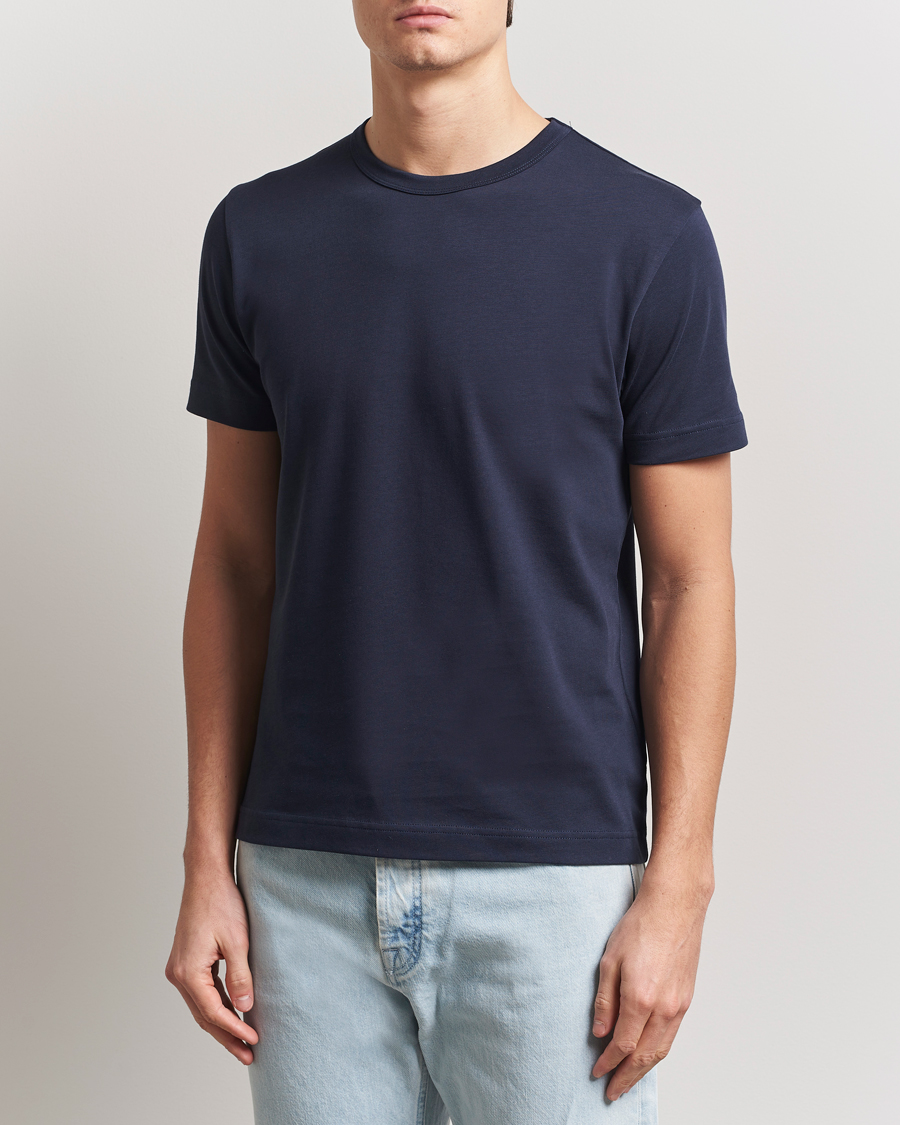 Uomini | T-shirt | Sunspel | Single Jersey Supima Cotton T-Shirt Navy