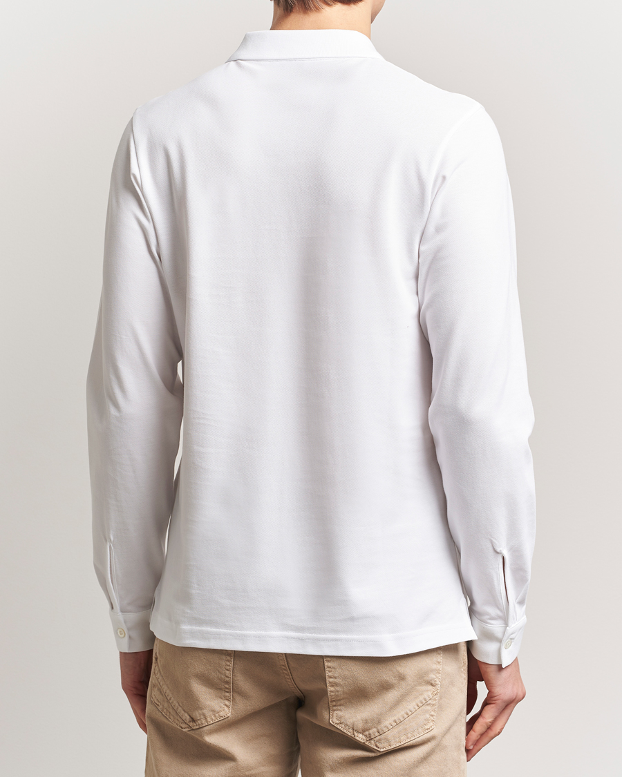 Uomini | Maglieria | Sunspel | Supima Cotton Long Sleeve Pique Polo White