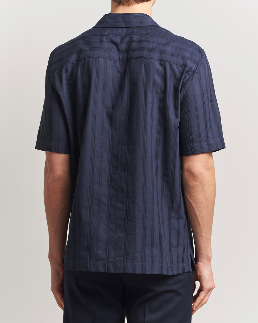 Uomini | Camicie | Sunspel | Embroidered Cotton Camp Shirt Navy