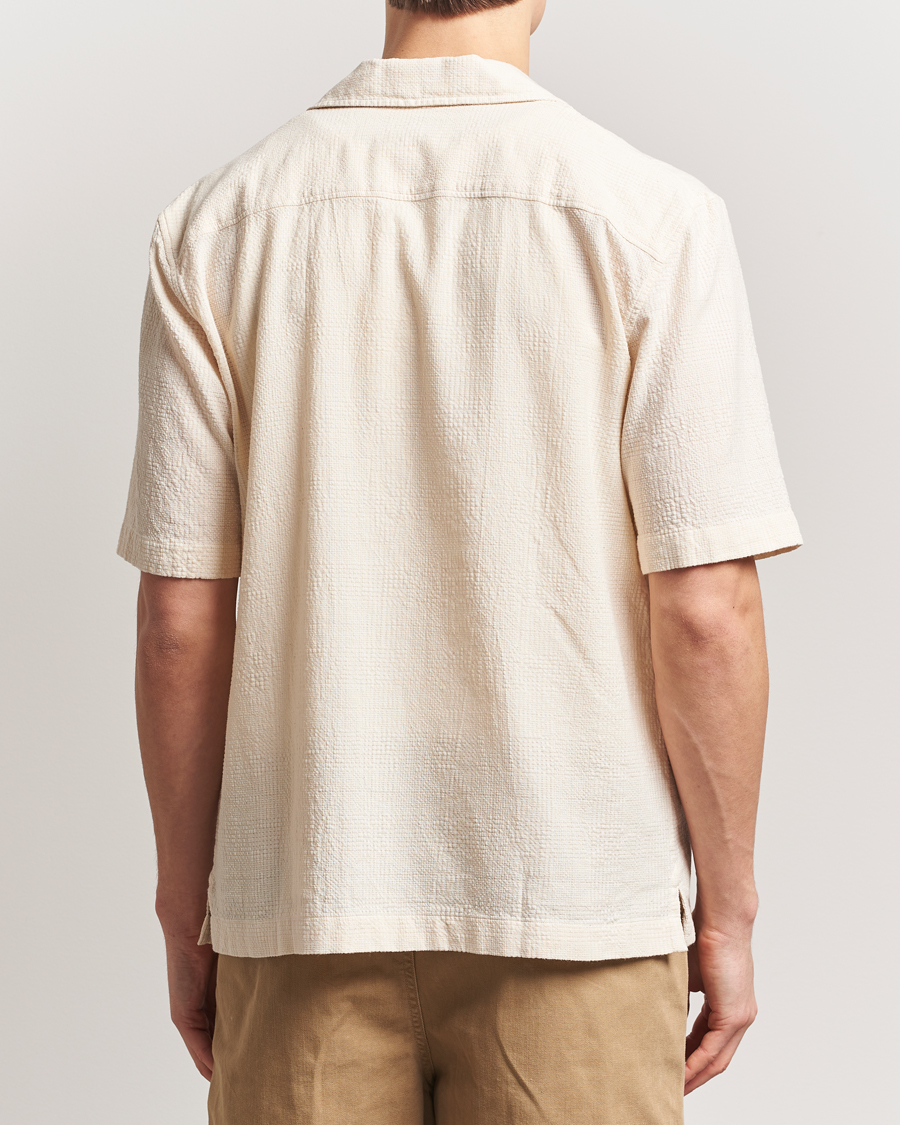 Uomini | Camicie | Sunspel | Loose Weave Check Cotton Camp Shirt Ecru