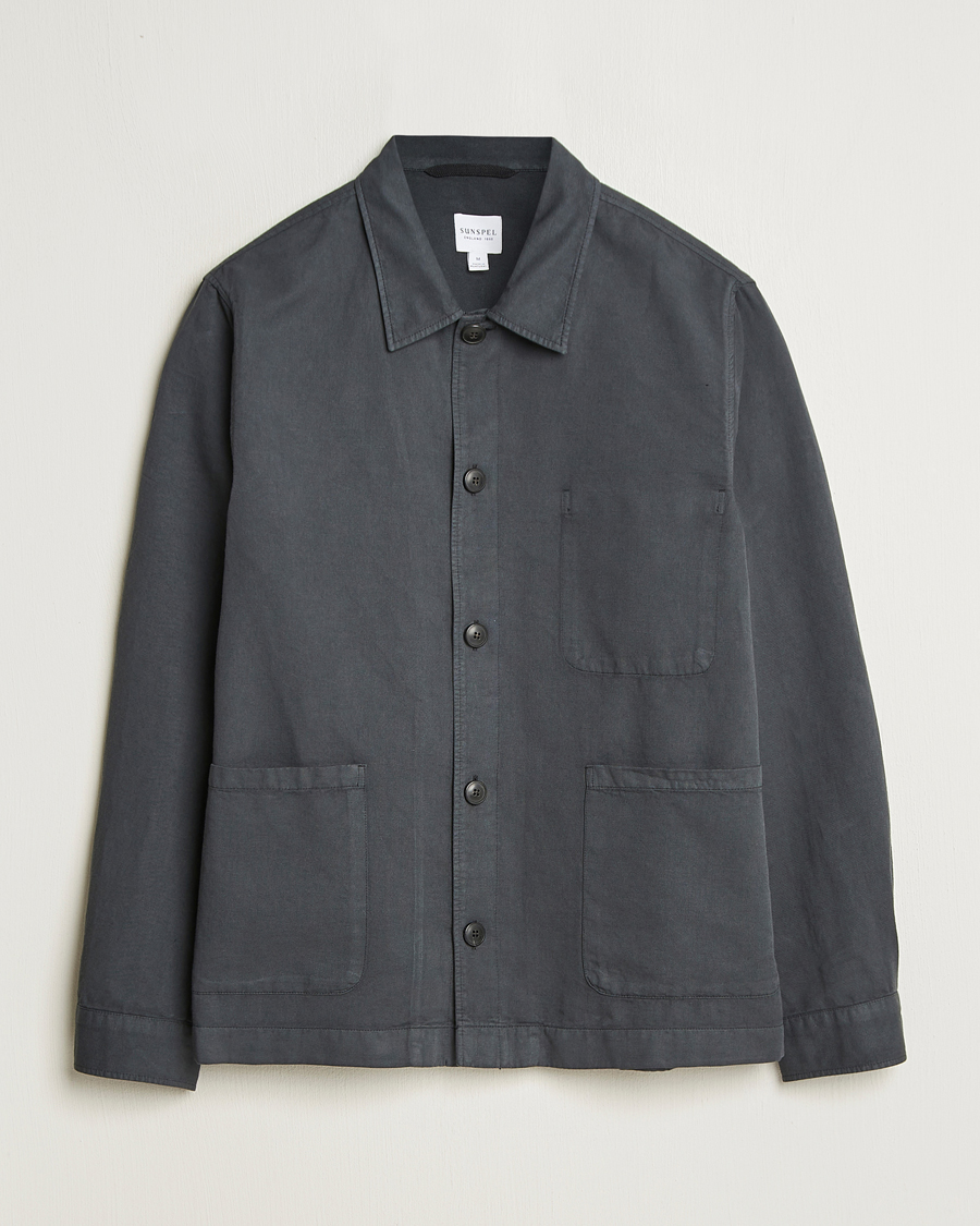 Uomini | Camicie | Sunspel | Twin Pocket Cotton/Linen Jacket Charcoal