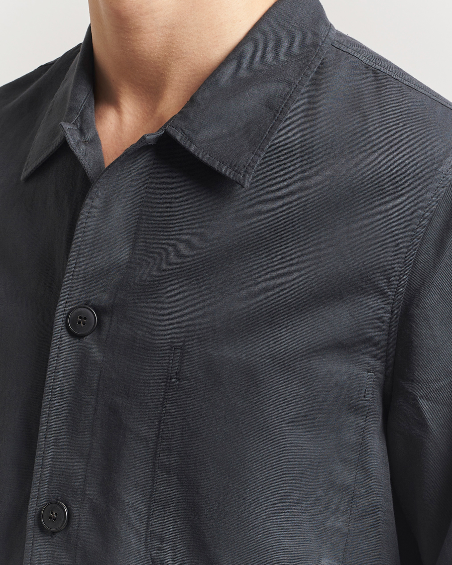 Uomini | Camicie | Sunspel | Twin Pocket Cotton/Linen Jacket Charcoal