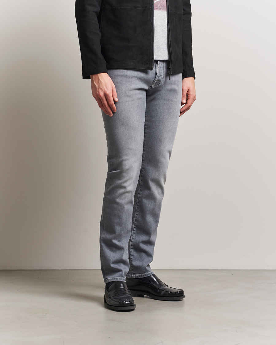 Uomini | Jeans | Jacob Cohën | Nick Slim Fit Stretch Jeans Light Grey