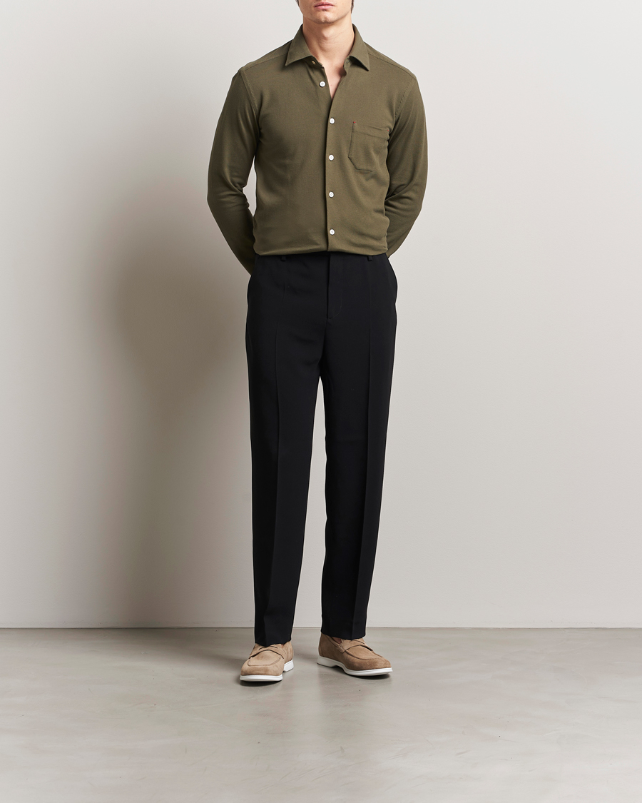 Uomini | Camicie | Kiton | Jersey Piquet Shirt Militare