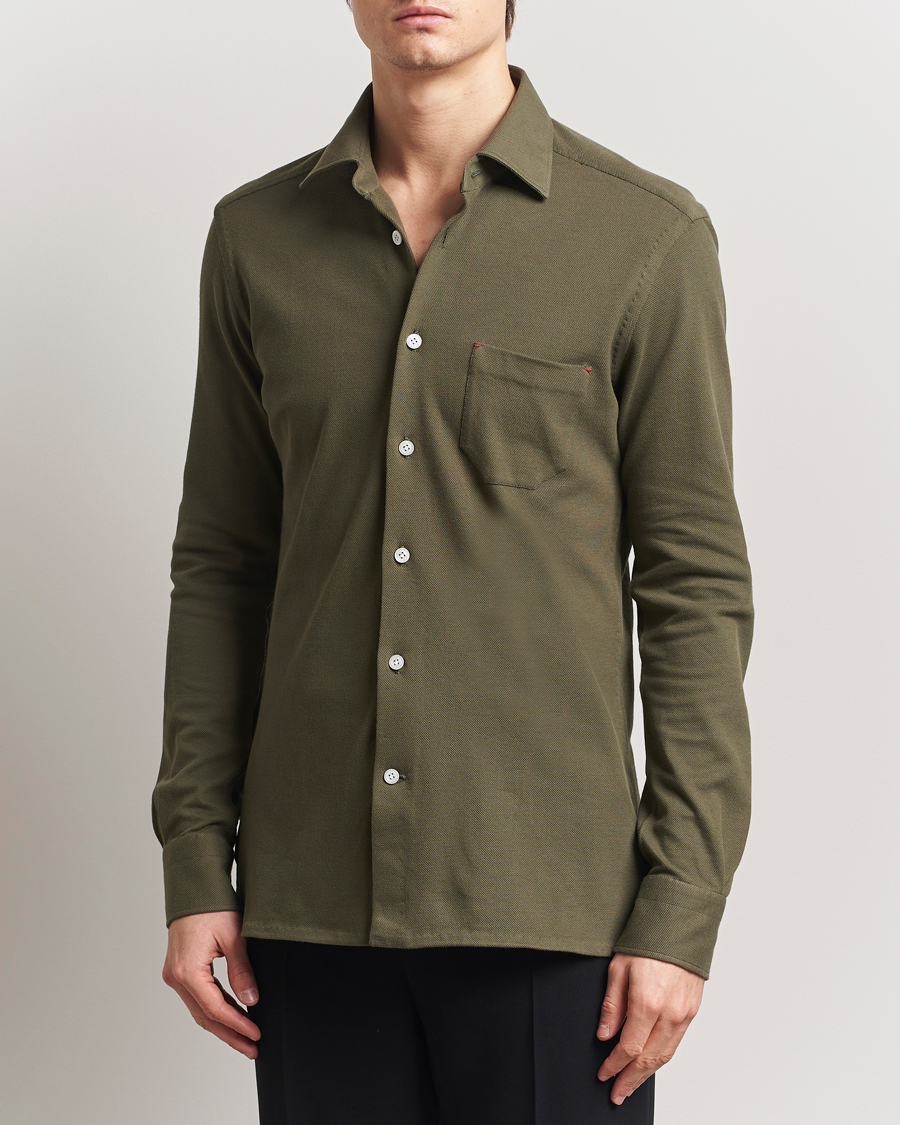 Uomini | Camicie | Kiton | Jersey Piquet Shirt Militare