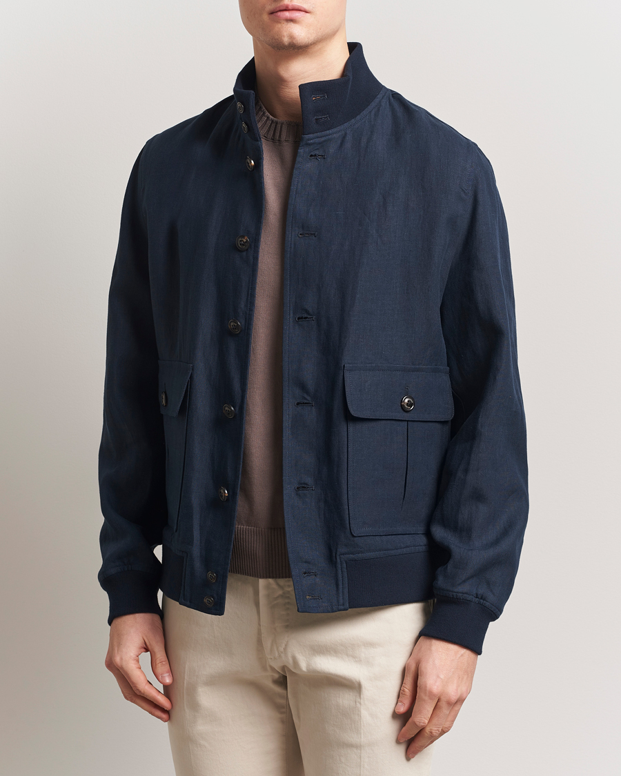 Uomini | Giacche | Valstar | Valstarino Linen Jacket Navy
