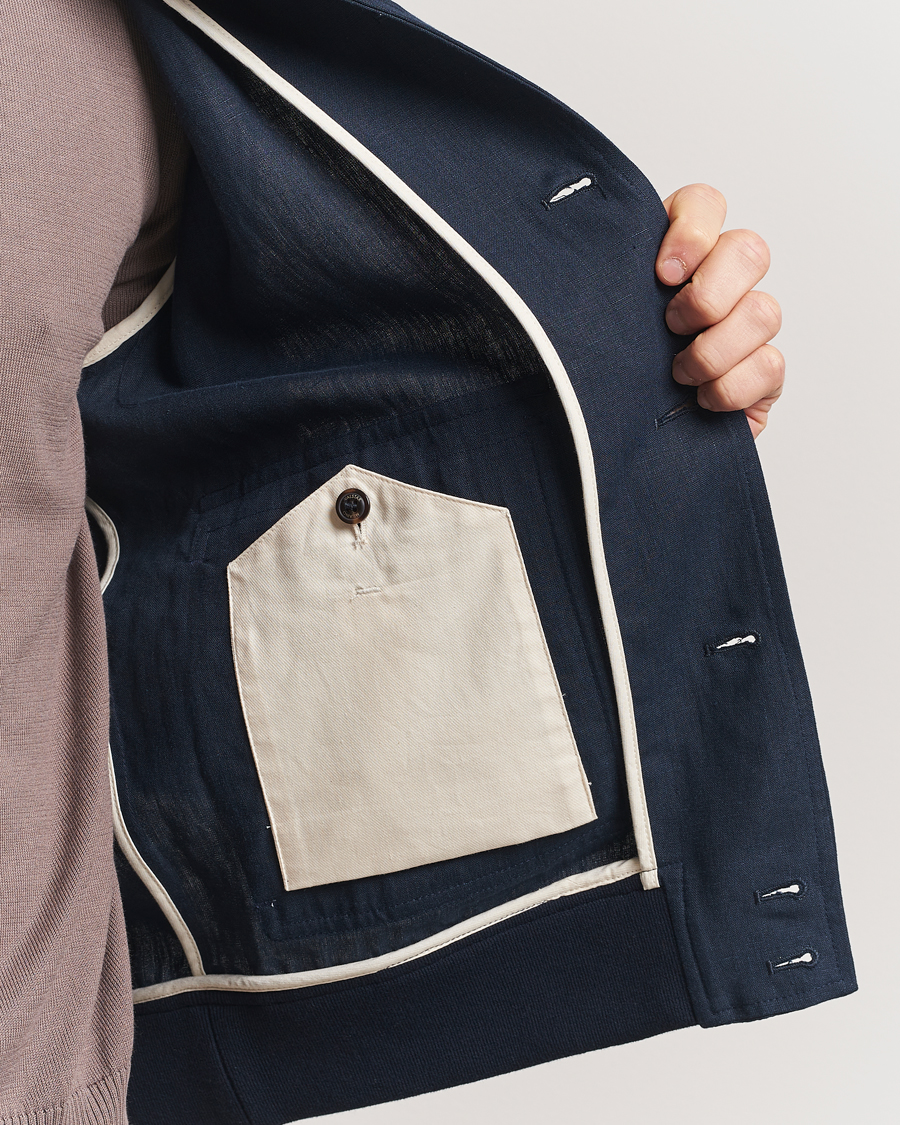 Uomini | Giacche | Valstar | Valstarino Linen Jacket Navy