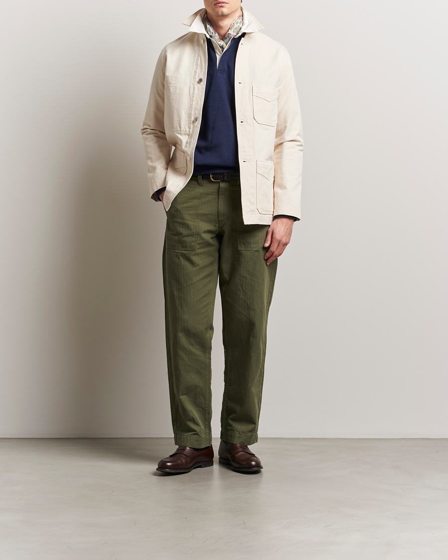 Uomini | Giacche | Drake's | Duck Cotton Canvas Shore Jacket Natural