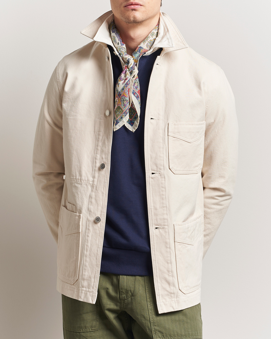 Uomini | Giacche | Drake's | Duck Cotton Canvas Shore Jacket Natural