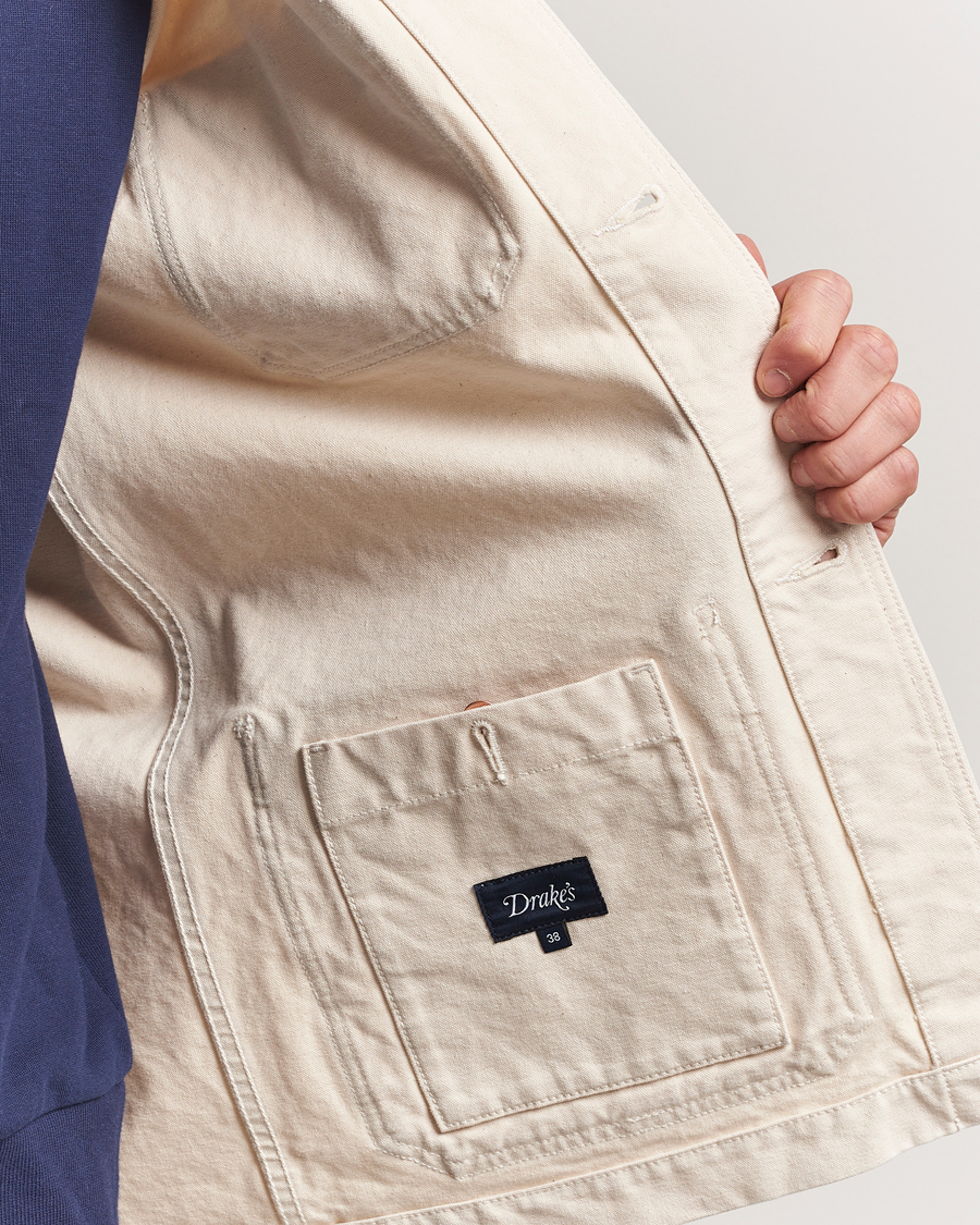 Uomini | Giacche | Drake's | Duck Cotton Canvas Shore Jacket Natural