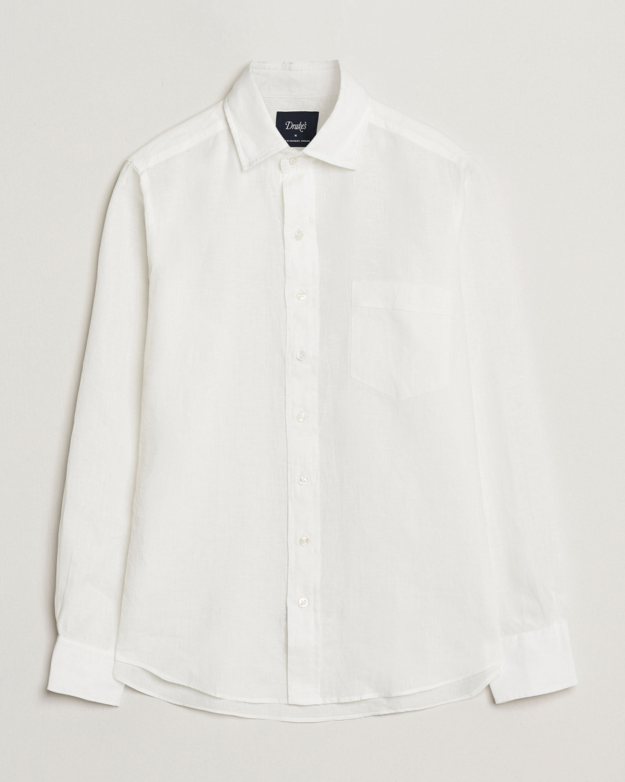 Uomini | Camicie | Drake's | Linen Summer Shirt Ecru