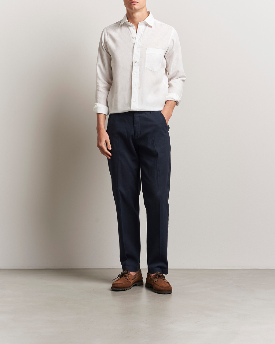 Uomini | Camicie | Drake's | Linen Summer Shirt Ecru