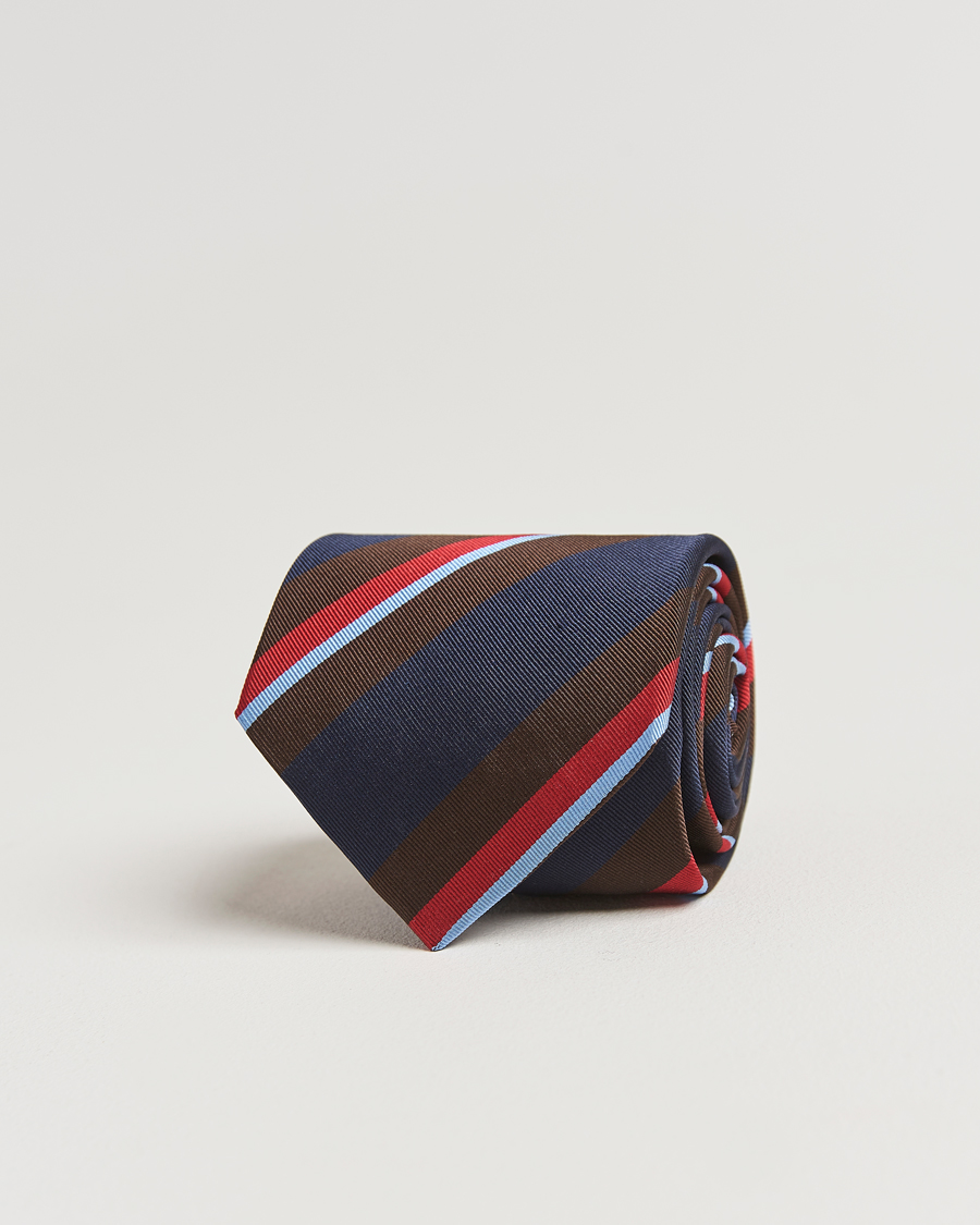 Uomini | Drake's Mogador Stripe Tie Navy | Drake's | Mogador Stripe Tie Navy