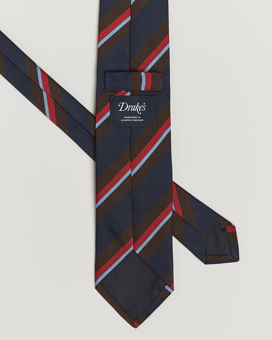 Uomini | Drake's Mogador Stripe Tie Navy | Drake's | Mogador Stripe Tie Navy