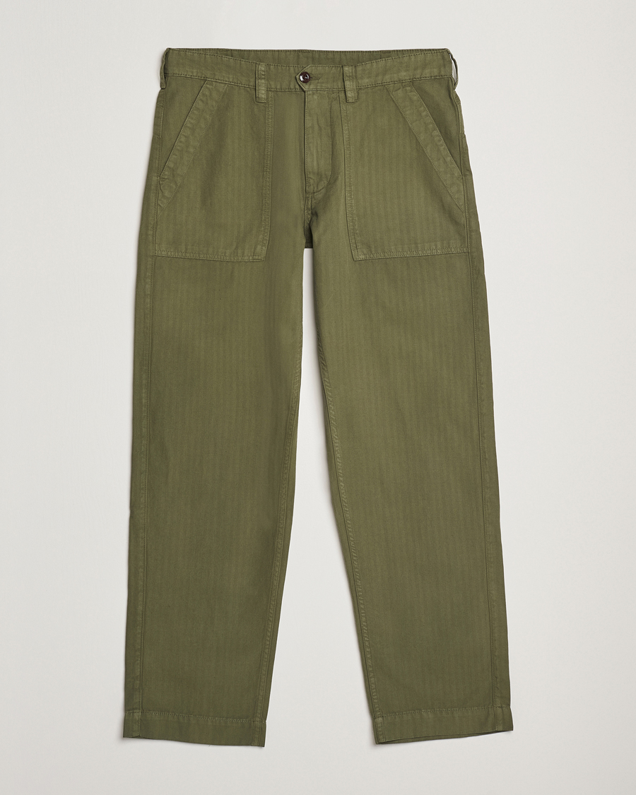 Uomini | Pantaloni | Drake's | Fatigue Cotton Trousers Olive