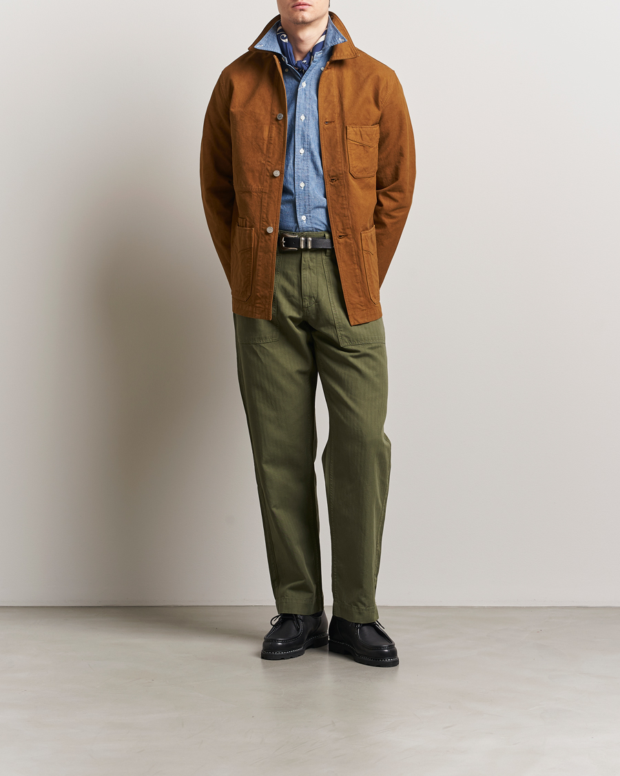 Uomini | Pantaloni | Drake's | Fatigue Cotton Trousers Olive
