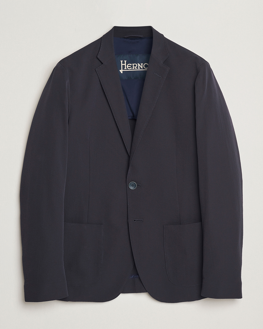 Uomini | Blazers | Herno | Seersucker Blazer Navy
