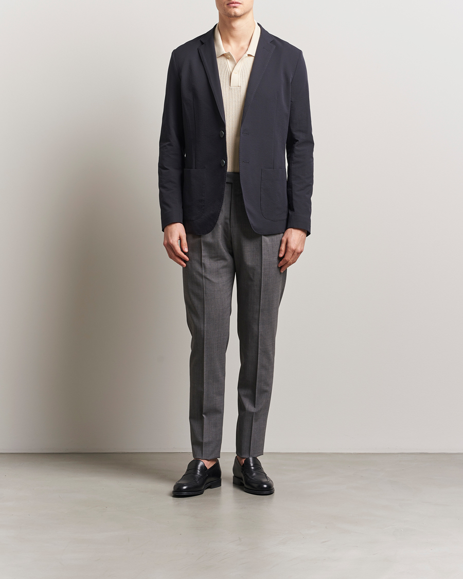 Uomini | Blazers | Herno | Seersucker Blazer Navy