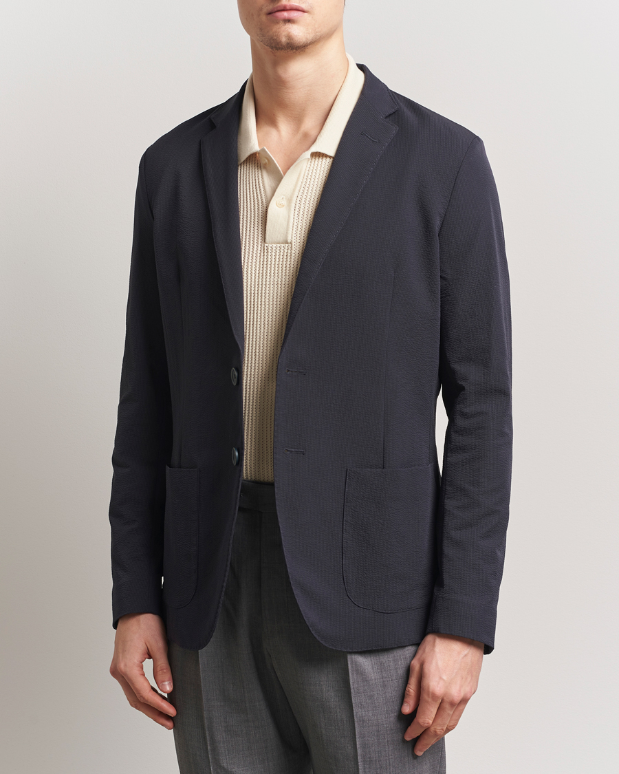 Uomini | Blazers | Herno | Seersucker Blazer Navy