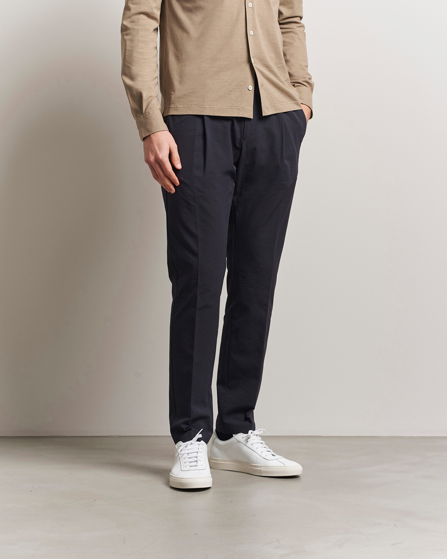 Uomini | Pantaloni | Herno | Seersucker Drawstring Pants Navy