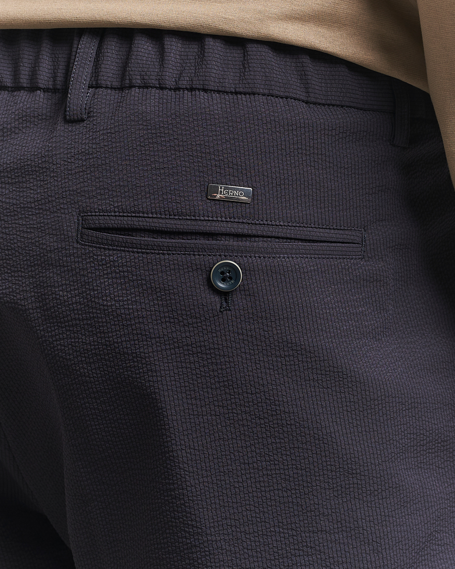 Uomini | Pantaloni | Herno | Seersucker Drawstring Pants Navy