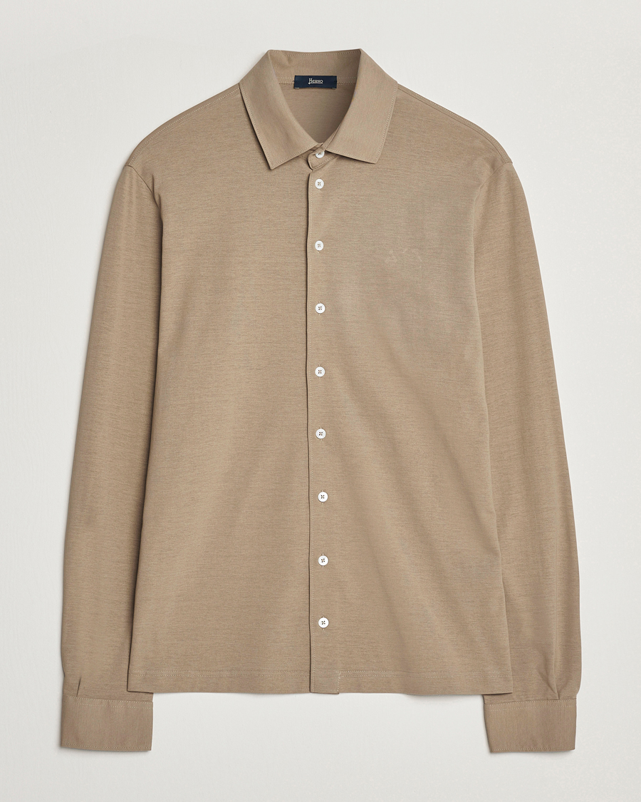 Uomini | Camicie | Herno | Cotton Crepe Shirt Olive