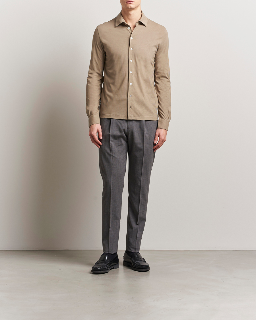 Uomini | Camicie | Herno | Cotton Crepe Shirt Olive