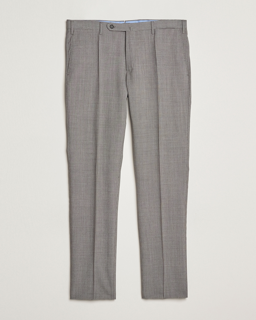 Uomini | Pantaloni | Incotex | Slim Fit Micro Houndstooth Wool Trousers Light Grey
