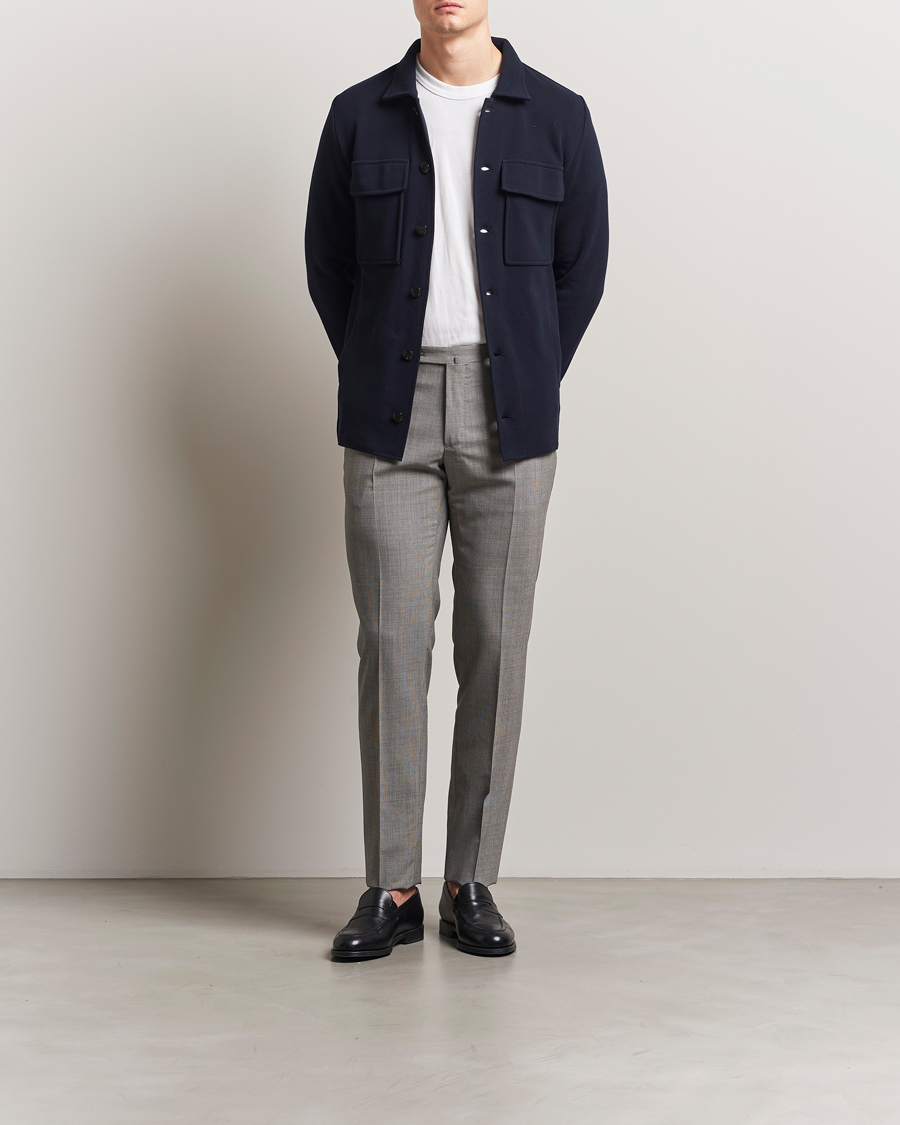 Uomini | Pantaloni | Incotex | Slim Fit Micro Houndstooth Wool Trousers Light Grey
