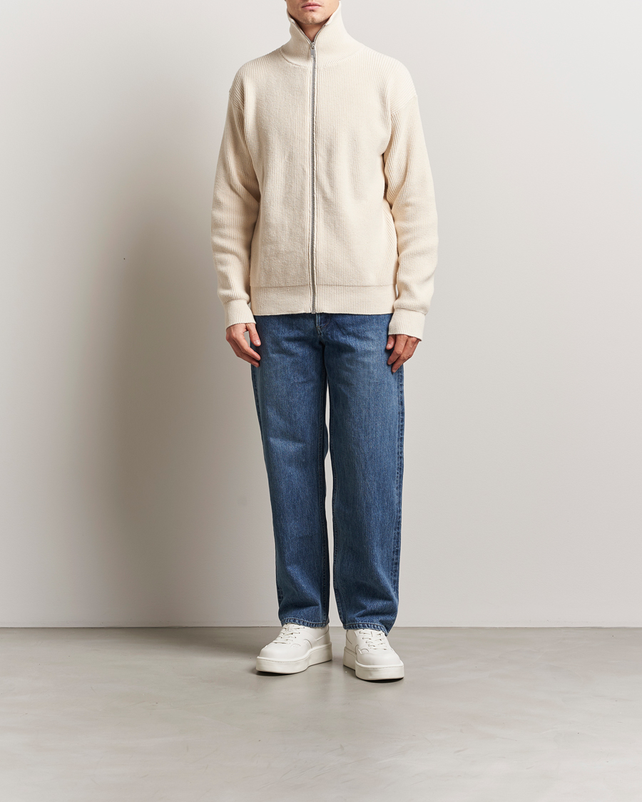 Uomini | Maglieria | Jil Sander | Rib Full Zip Cardigan Porcelain