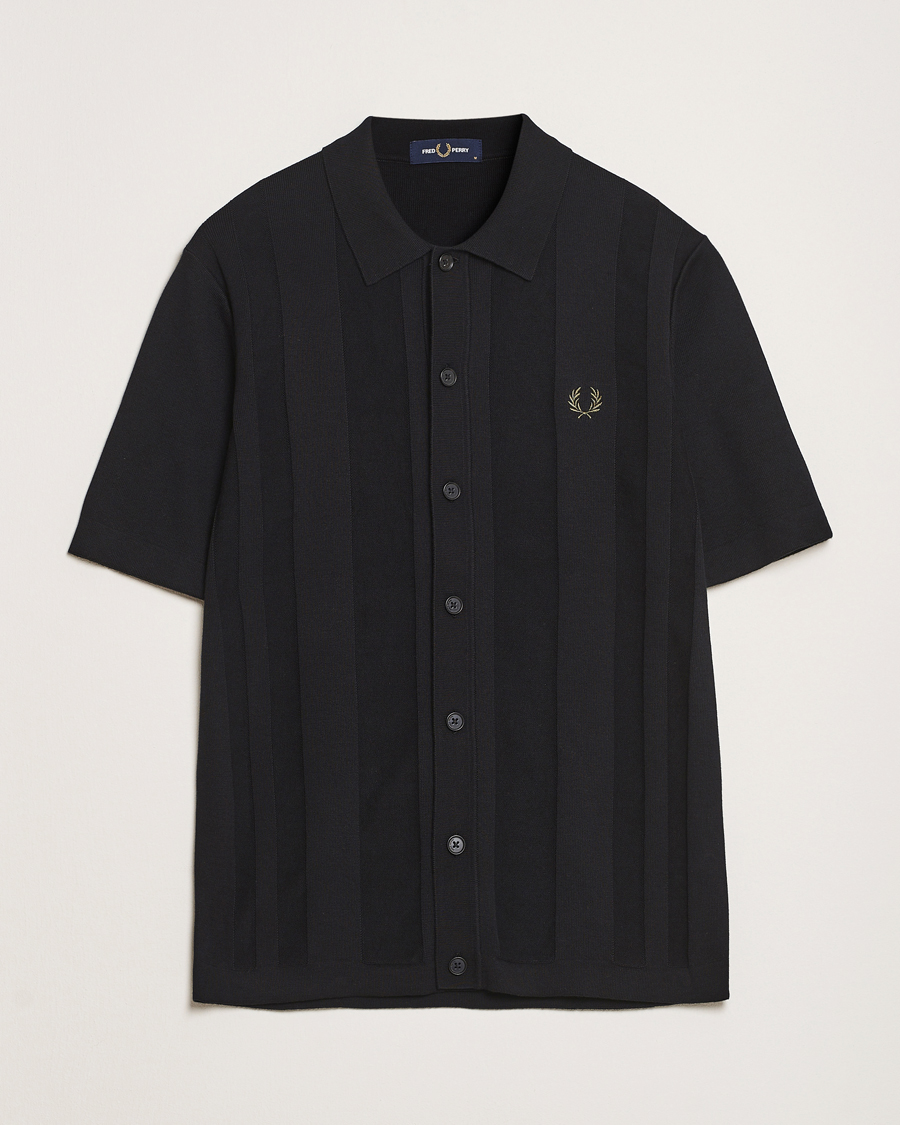 Uomini | Camicie | Fred Perry | Knitted Short Sleeve Shirt Black