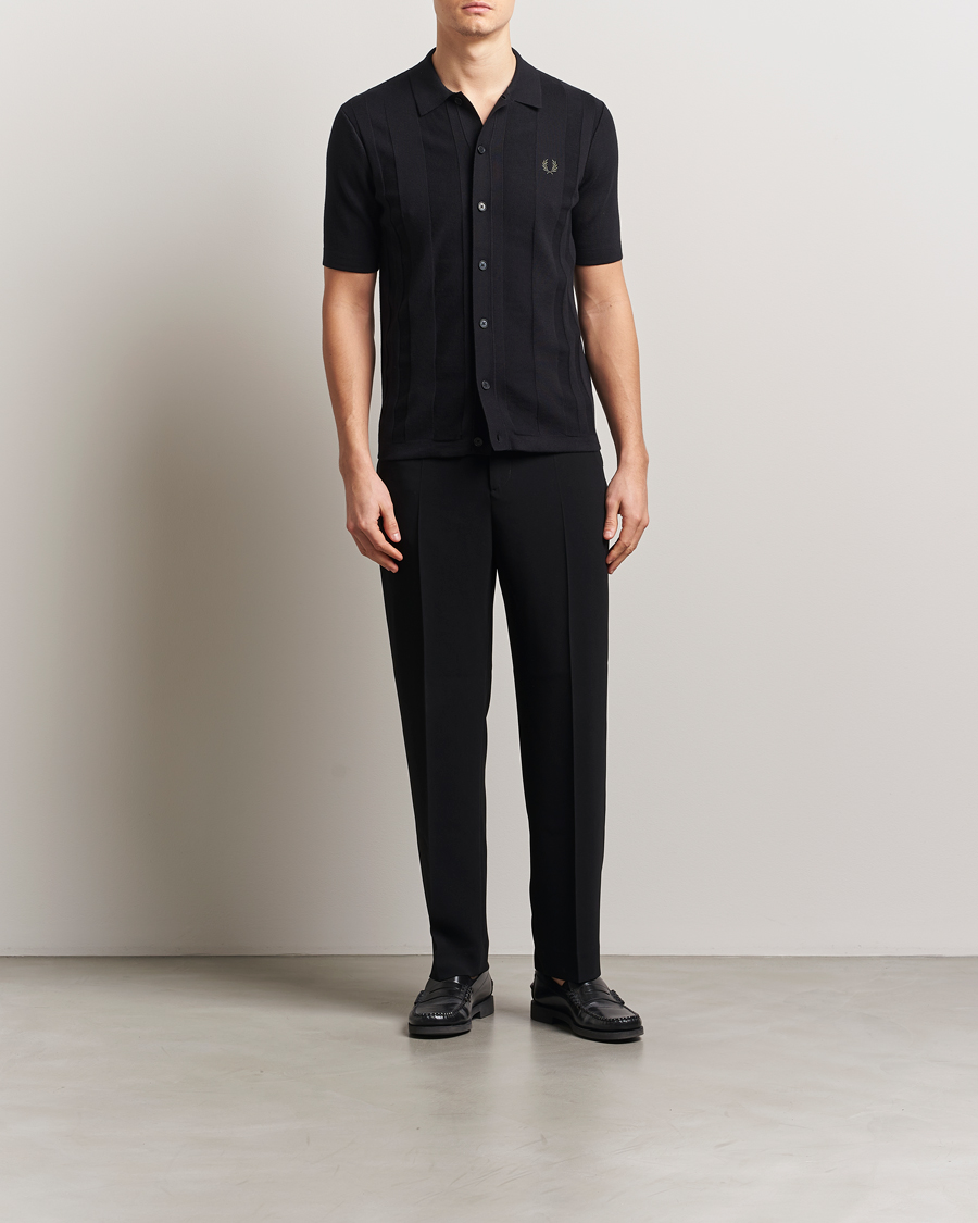 Uomini | Camicie | Fred Perry | Knitted Short Sleeve Shirt Black