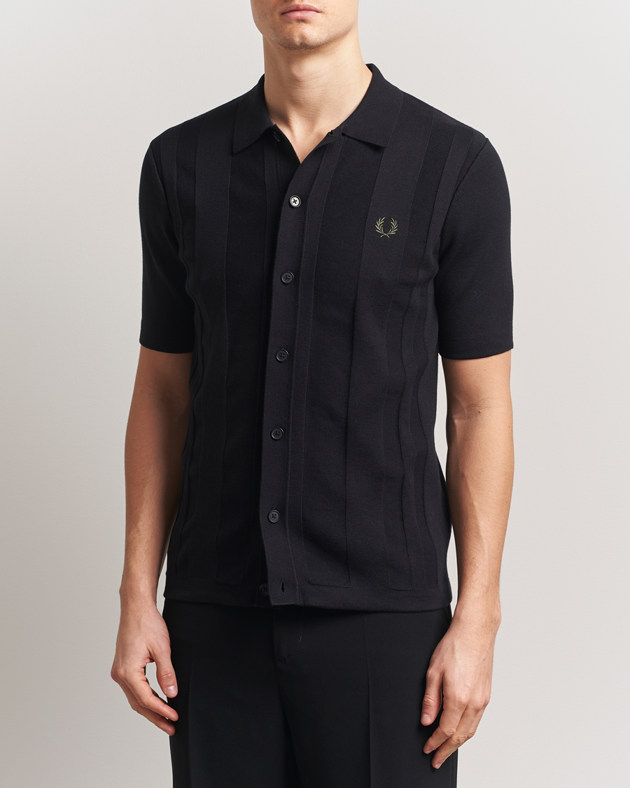 Uomini | Camicie | Fred Perry | Knitted Short Sleeve Shirt Black