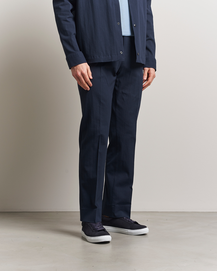 Uomini | Pantaloni | J.Lindeberg | Dropper Seersucker Pants Navy