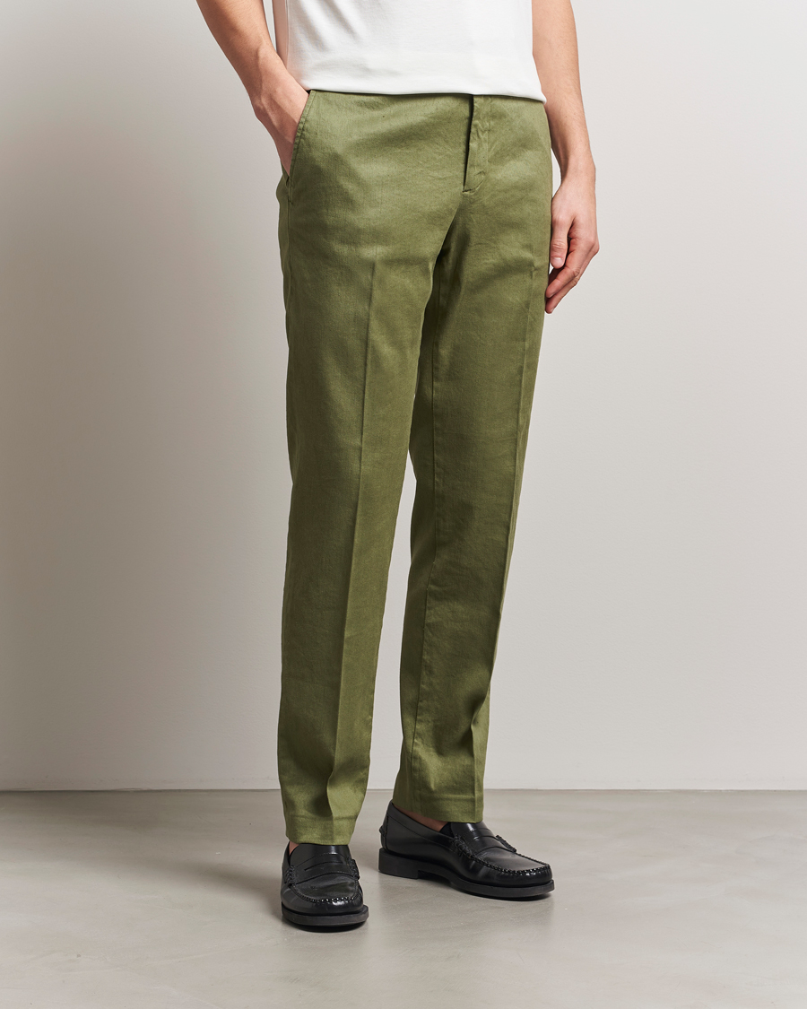 Uomini | Pantaloni | J.Lindeberg | Lois Linen Stretch Pants Olivinie