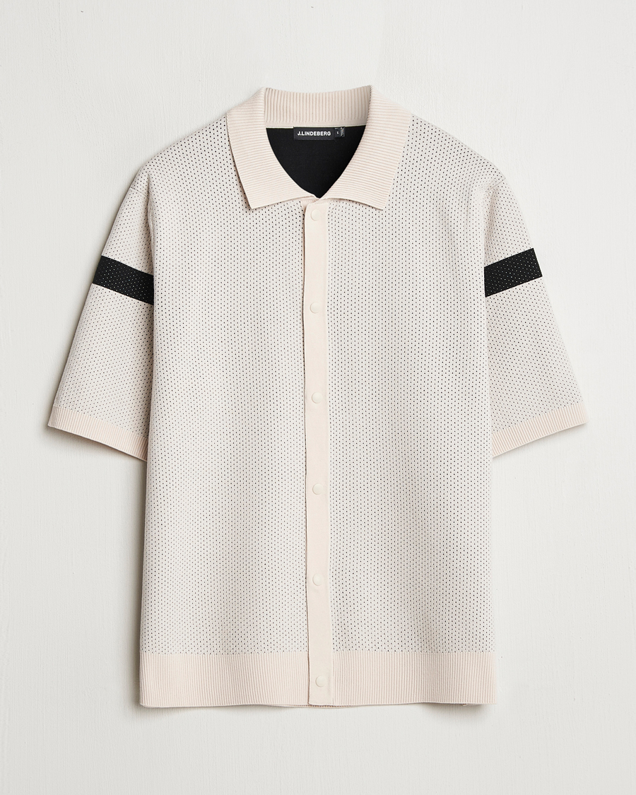 Uomini | Camicie | J.Lindeberg | Rayne Short Sleeve Knitted Shirt Moonbeam
