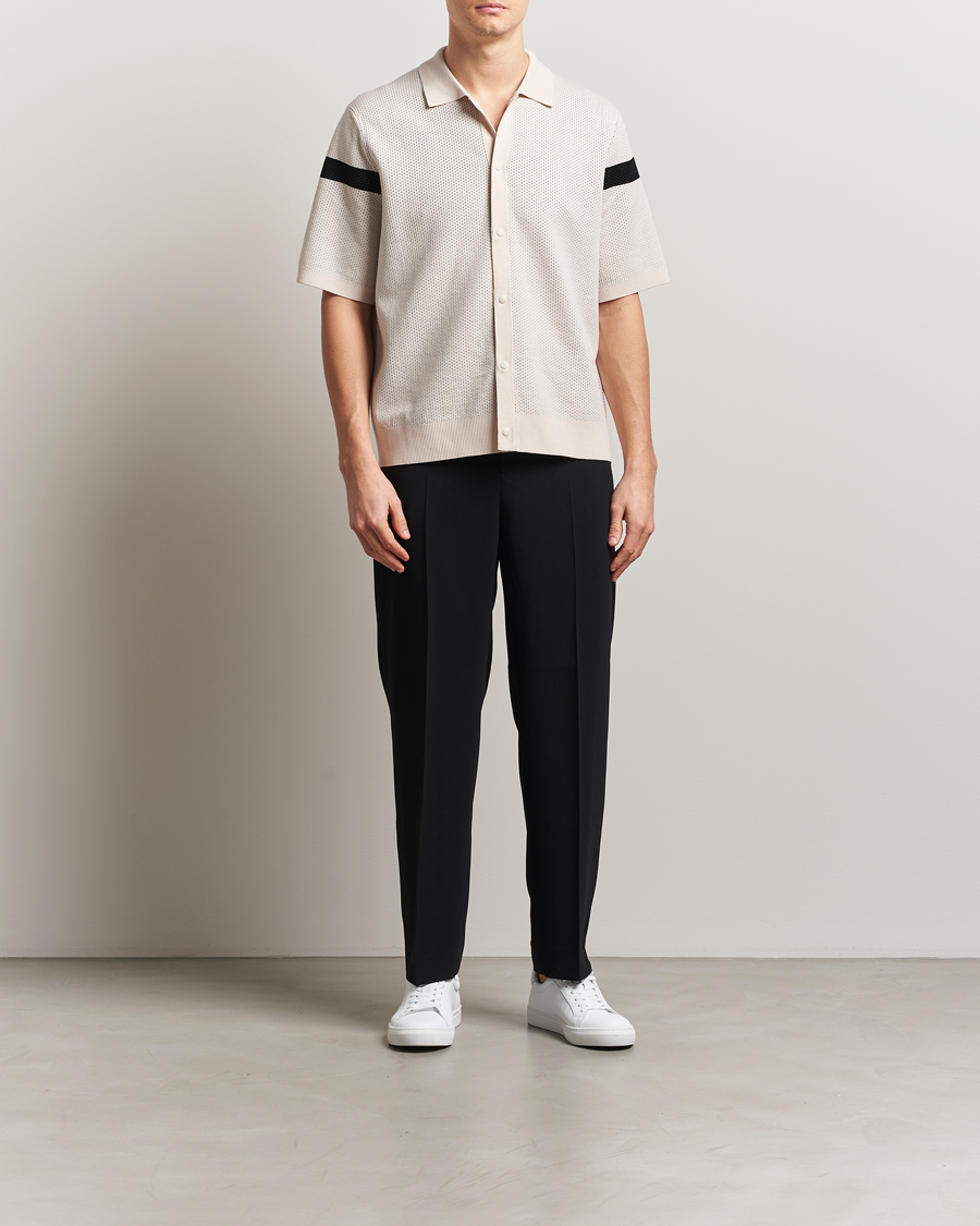 Uomini | Camicie | J.Lindeberg | Rayne Short Sleeve Knitted Shirt Moonbeam