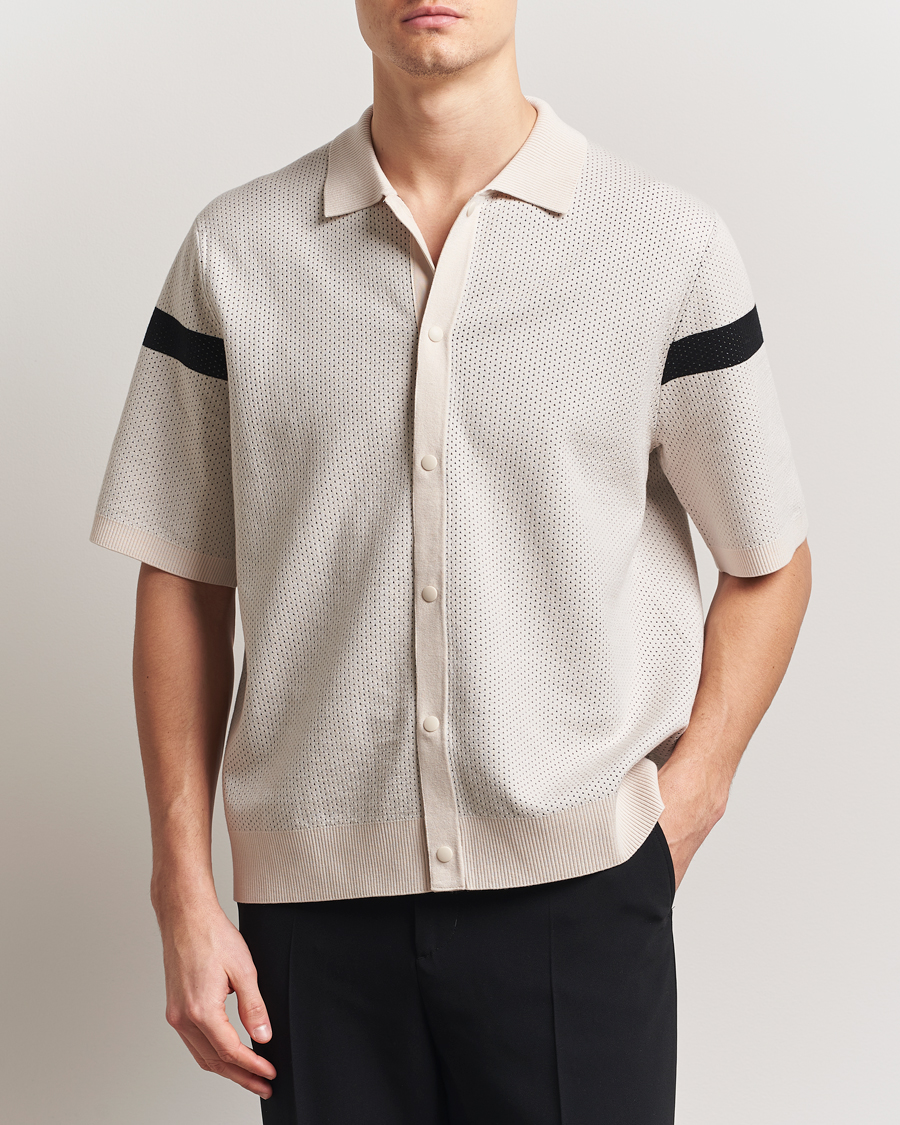 Uomini | Camicie | J.Lindeberg | Rayne Short Sleeve Knitted Shirt Moonbeam