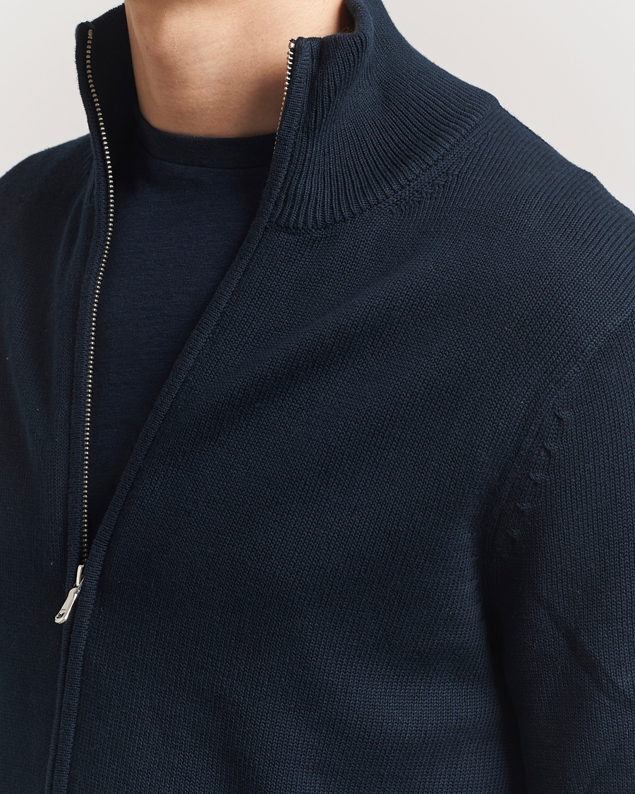 Uomini | Maglieria | J.Lindeberg | Alexis Full Zip Cotton Cardigan Navy