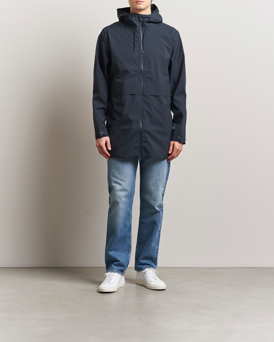 Uomini | Giacche | RAINS | Suva Hooded Waterproof Long Jacket Navy