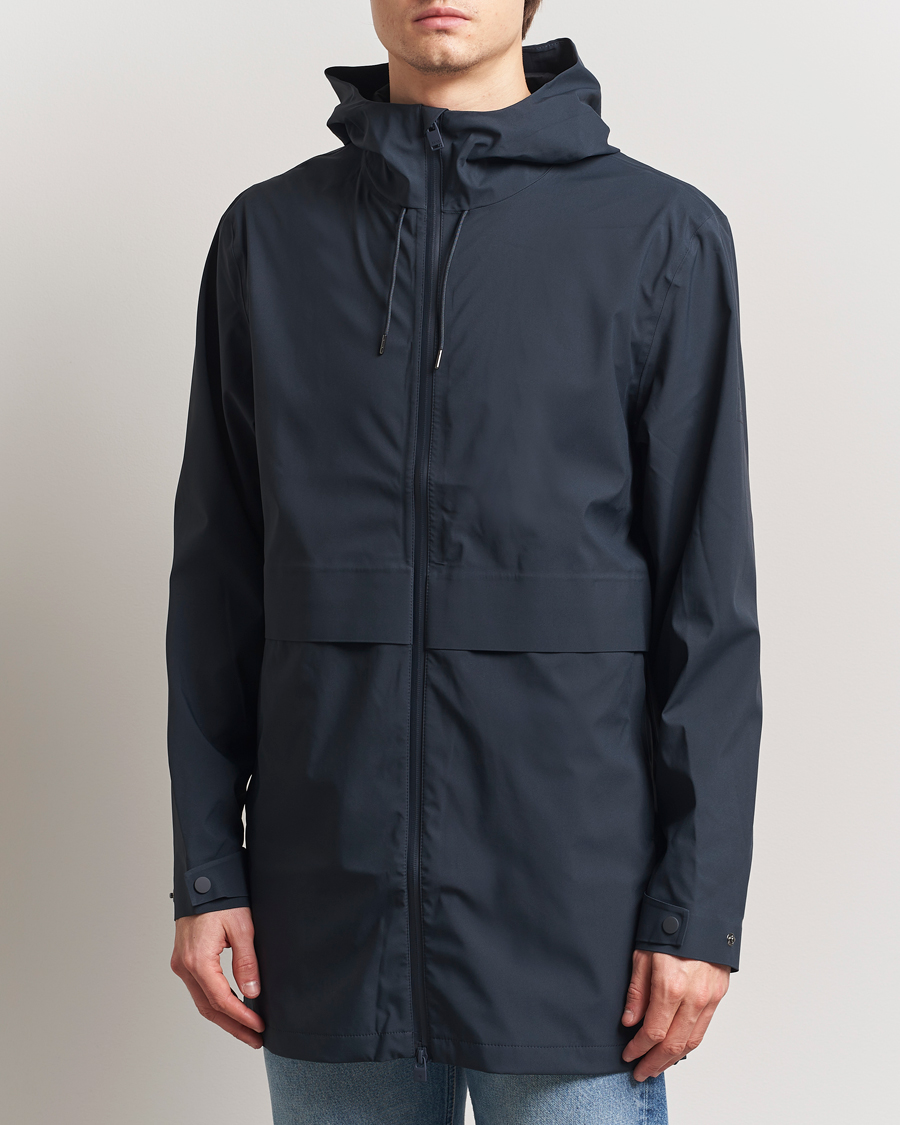 Uomini | Giacche | RAINS | Suva Hooded Waterproof Long Jacket Navy
